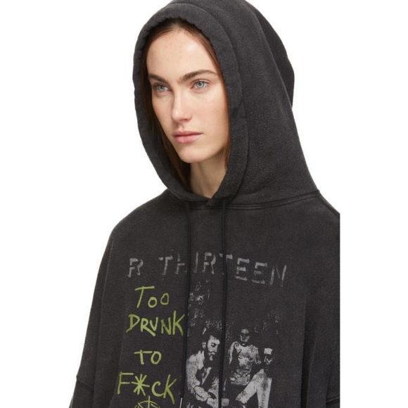 R13 Oversized too drunk Hoodie – Acid Black. Size medium - Picture 15 of 15